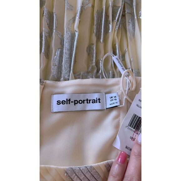 self-portrait metallic jacquard midi dress US10 - Picture 12 of 12